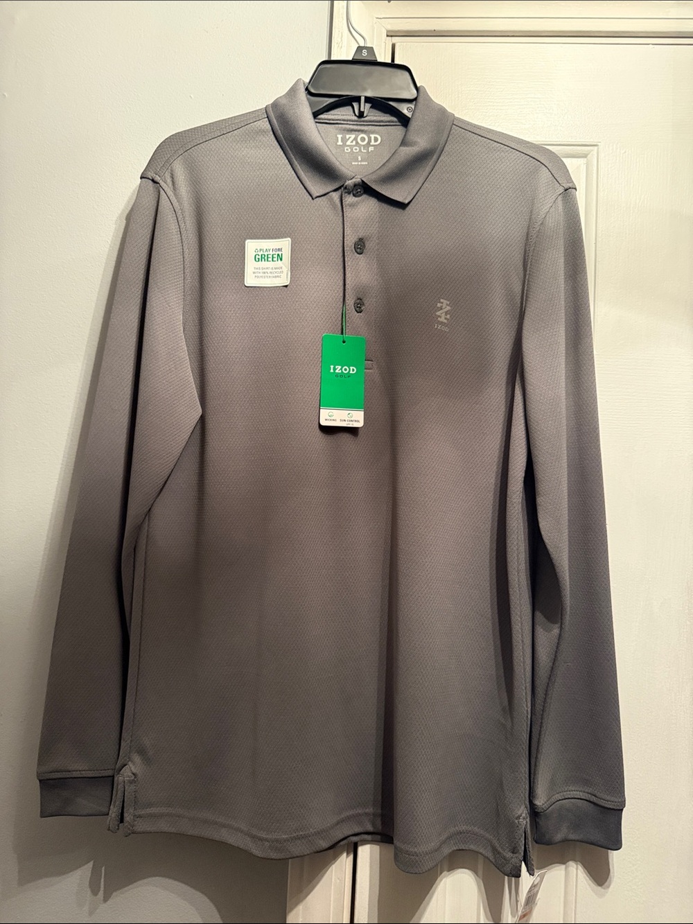 Izod Men’s Long Sleeve Polo - Gray
